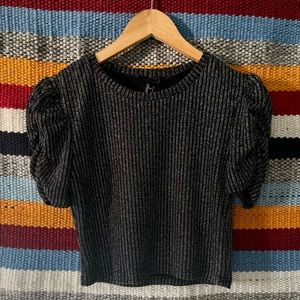 Forever 21 Glitter Knit Cap Sleeve Crop Top